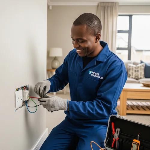Electrician working in a customer’s home